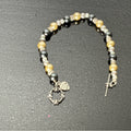 🖤Hand-Beaded Pearl & Black Bracelet – NWOT🖤🔖