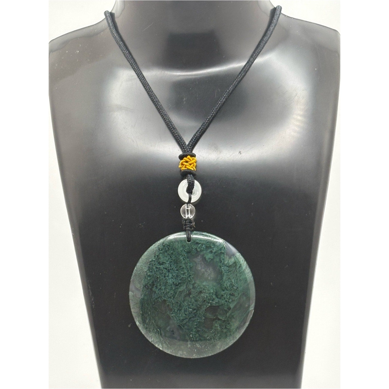 Green Moss Agate Round Pendant