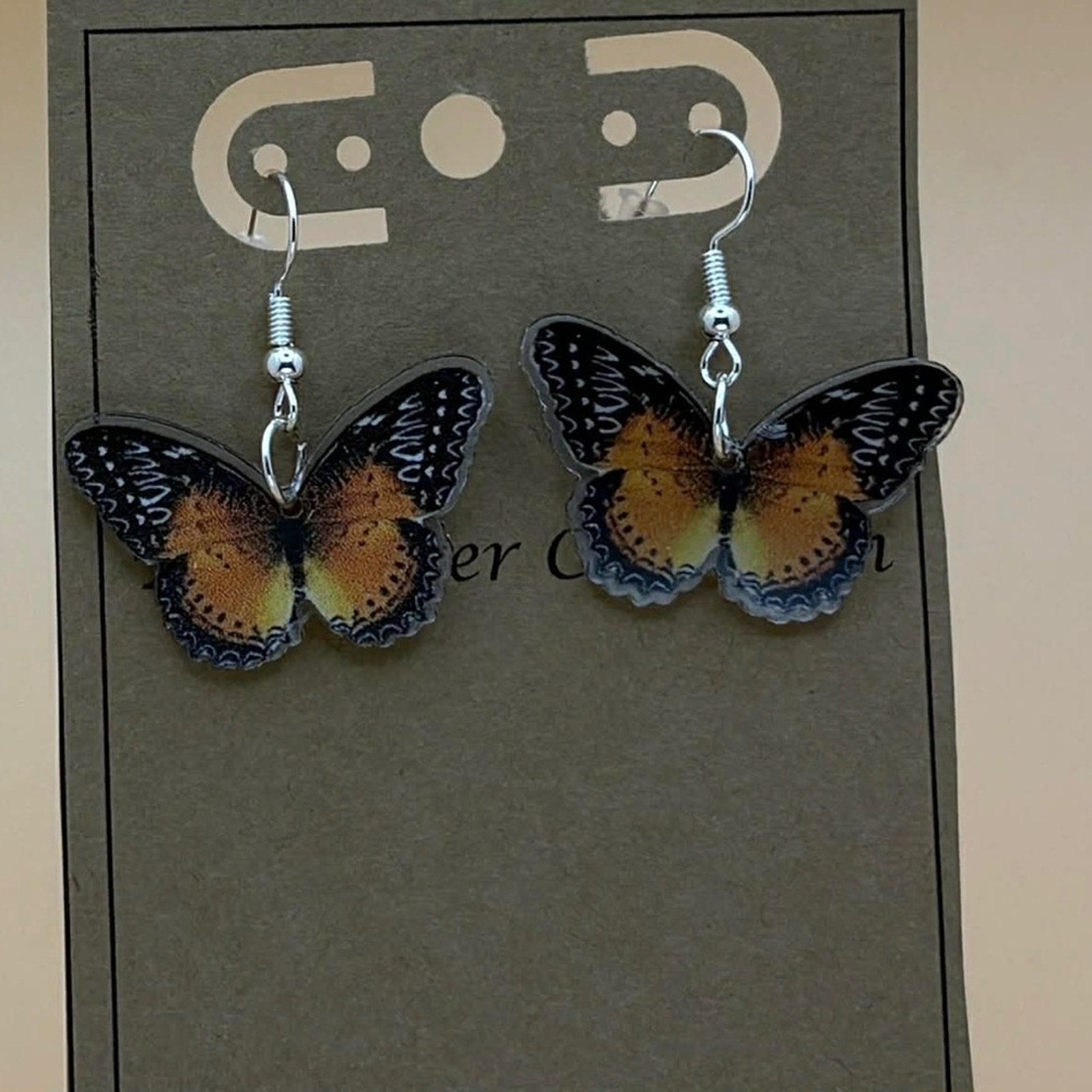 Monarch-Style Butterfly Drop Earrings