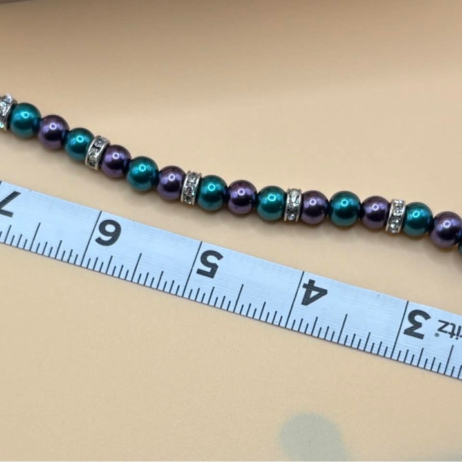 🦋 Handmade Teal & Purple Beaded Bracelet with Butterfly Charm |