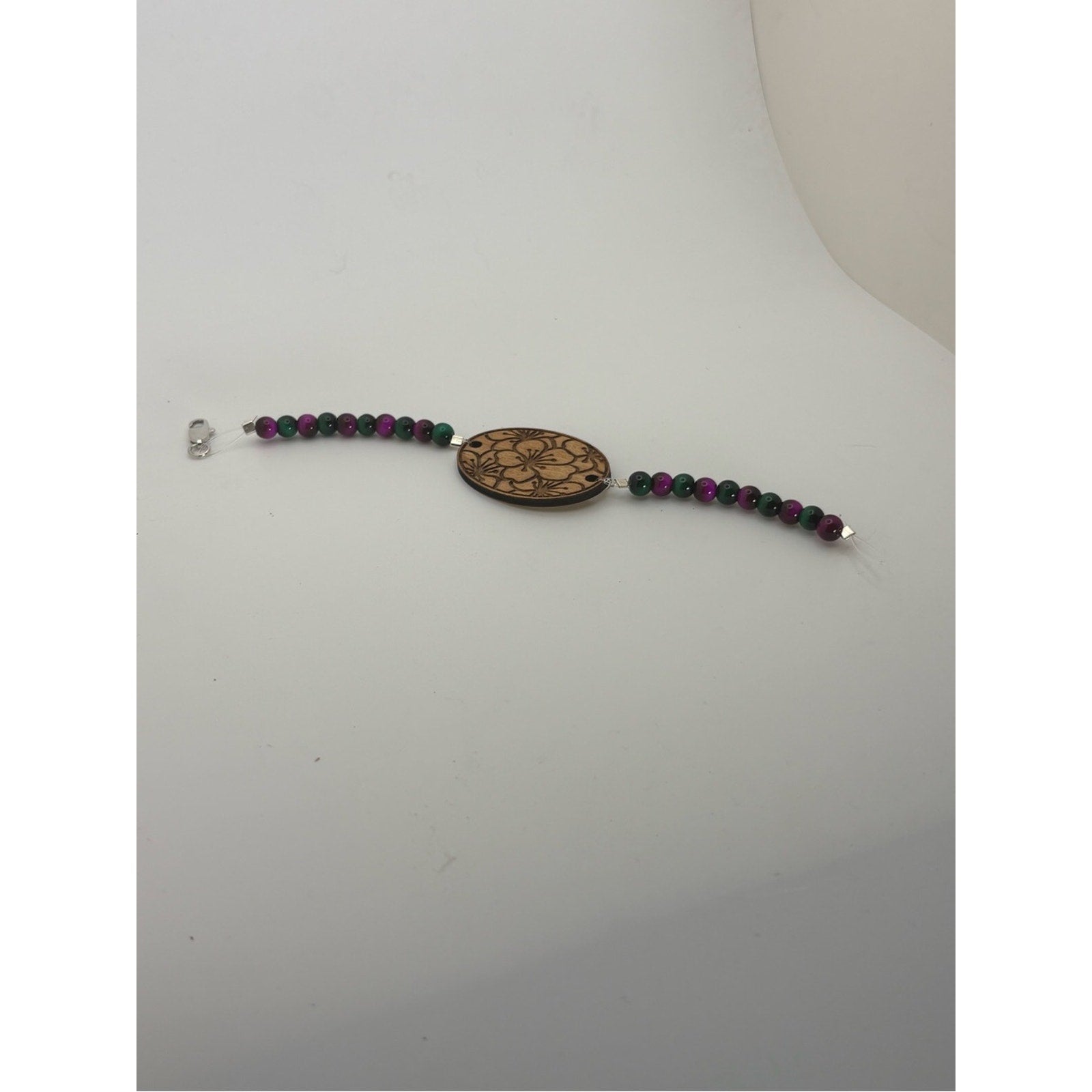 Handmade Laser Engraved Floral Bracelet