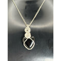 Black Tourmaline Heart Necklace • Hand Wire Wrapped Spiral Design 12 inch chain