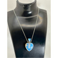 Opalite Heart Perfume Bottle Pendant Necklace | Silver Tone Chain