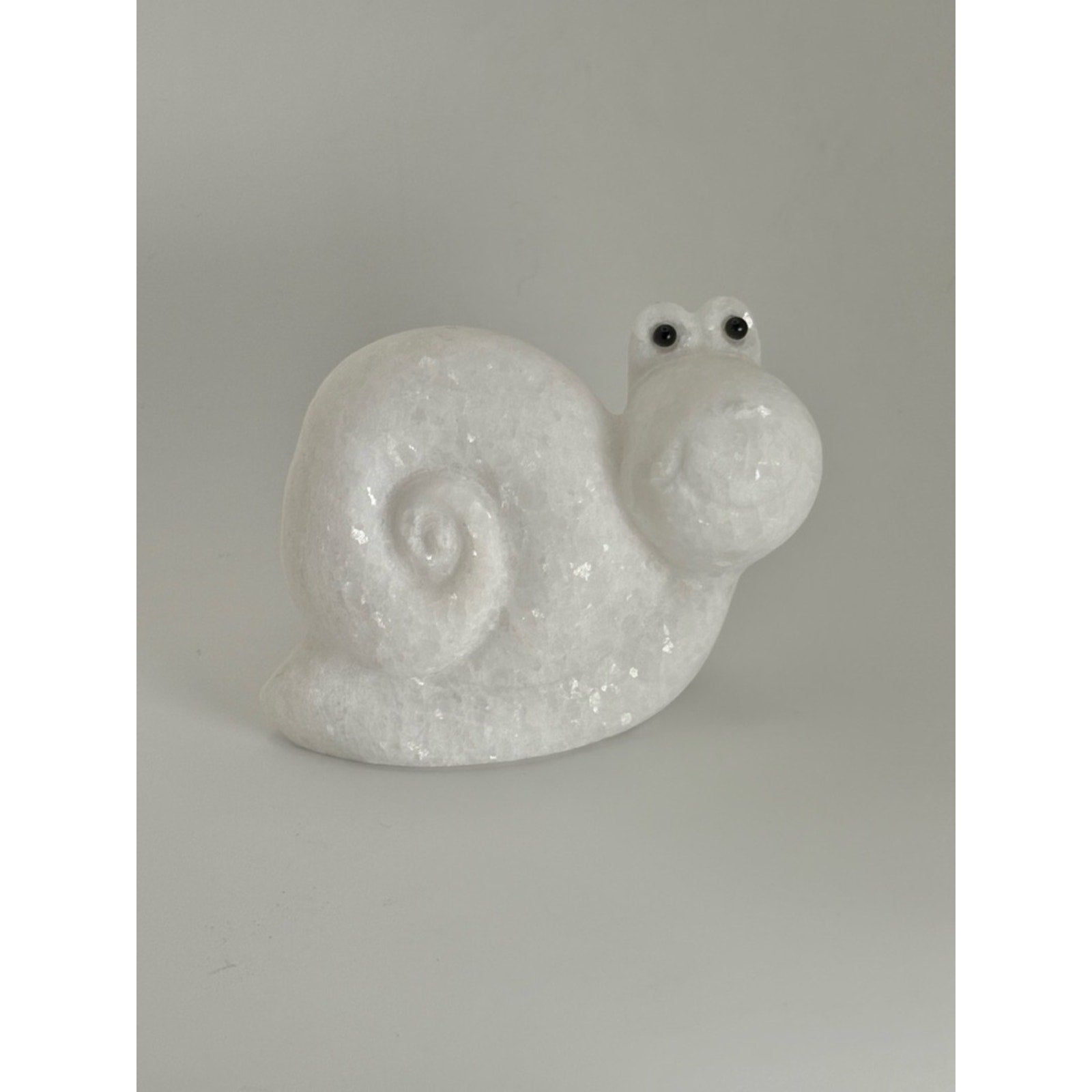 White Stone Snail Carving / Crystal Snail Figurine