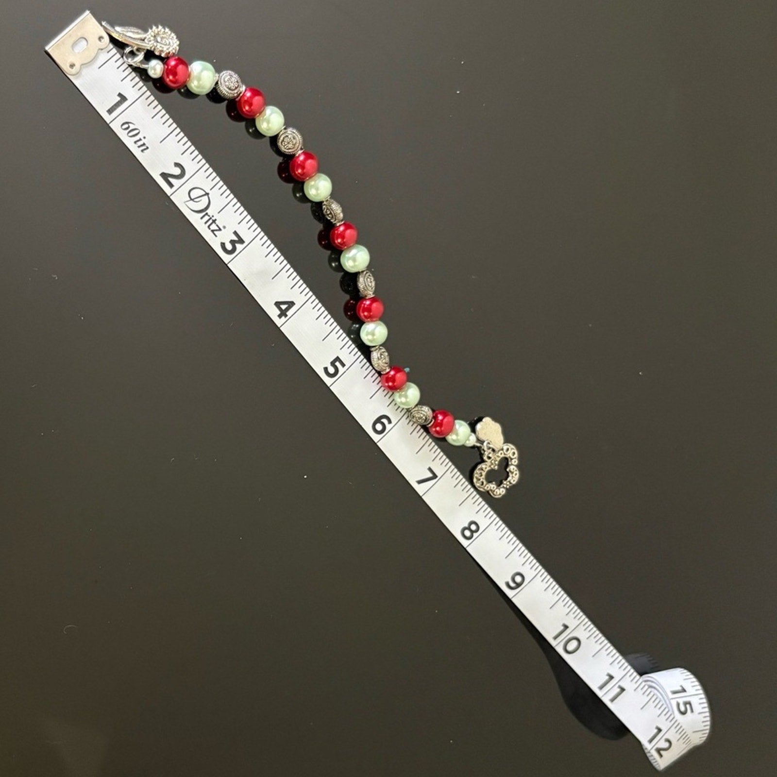 Handmade Red & Mint Beaded Bracelet — NEW WITHOUT TAGS 🏷️