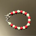 🎄 Red & Mint Pearl Beaded Bracelet