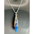 Lapis Lazuli Pendant Necklace | Silver Tone Crystal Point Necklace