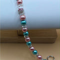 Handmade Teal & Pink Beaded Bracelet with “Hope” Charm