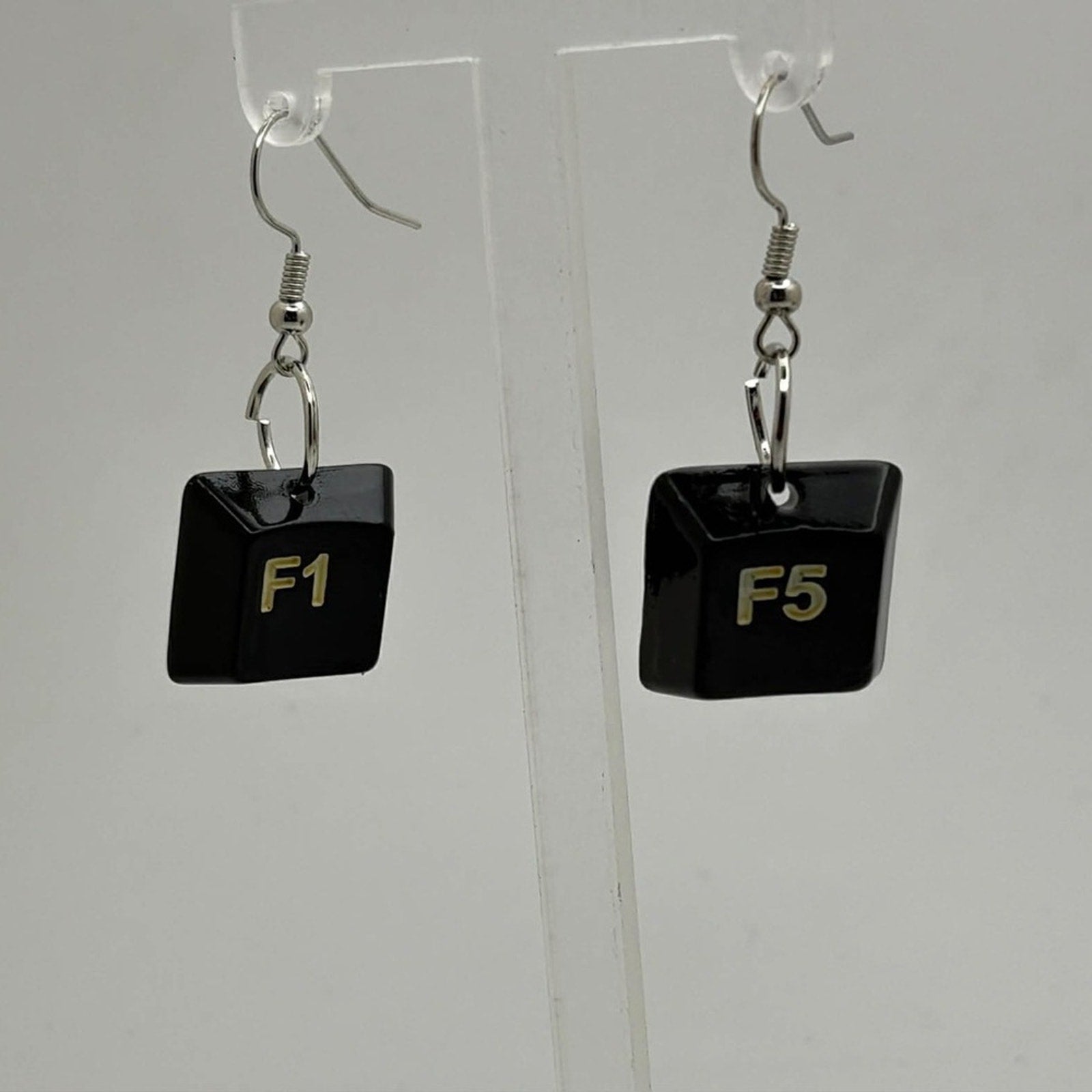 F1 & F5 Keyboard Keycap Earrings | Upcycled Computer Key Jewelry |