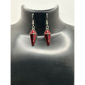 Gothic Red Coffin Cross Earrings | Vampire Goth Dangle