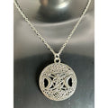 Silver Tone Triple Moon Pentacle Necklace | Celtic Tree of Life Pendant