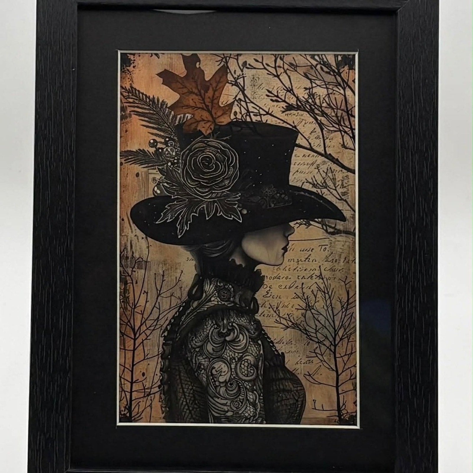 🖤🍂 Victorian Witch Portrait Art – Framed Gothic Wall Décor