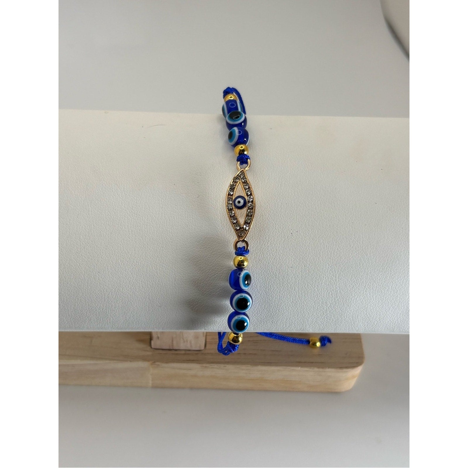 Evil Eye Adjustable Bracelet | Blue Nazar Beads | Rhinestone Protection Bracelet