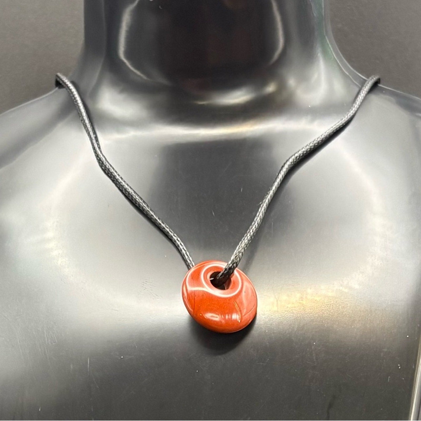 🔴 Red Jasper Donut Pendant Necklace 🔴