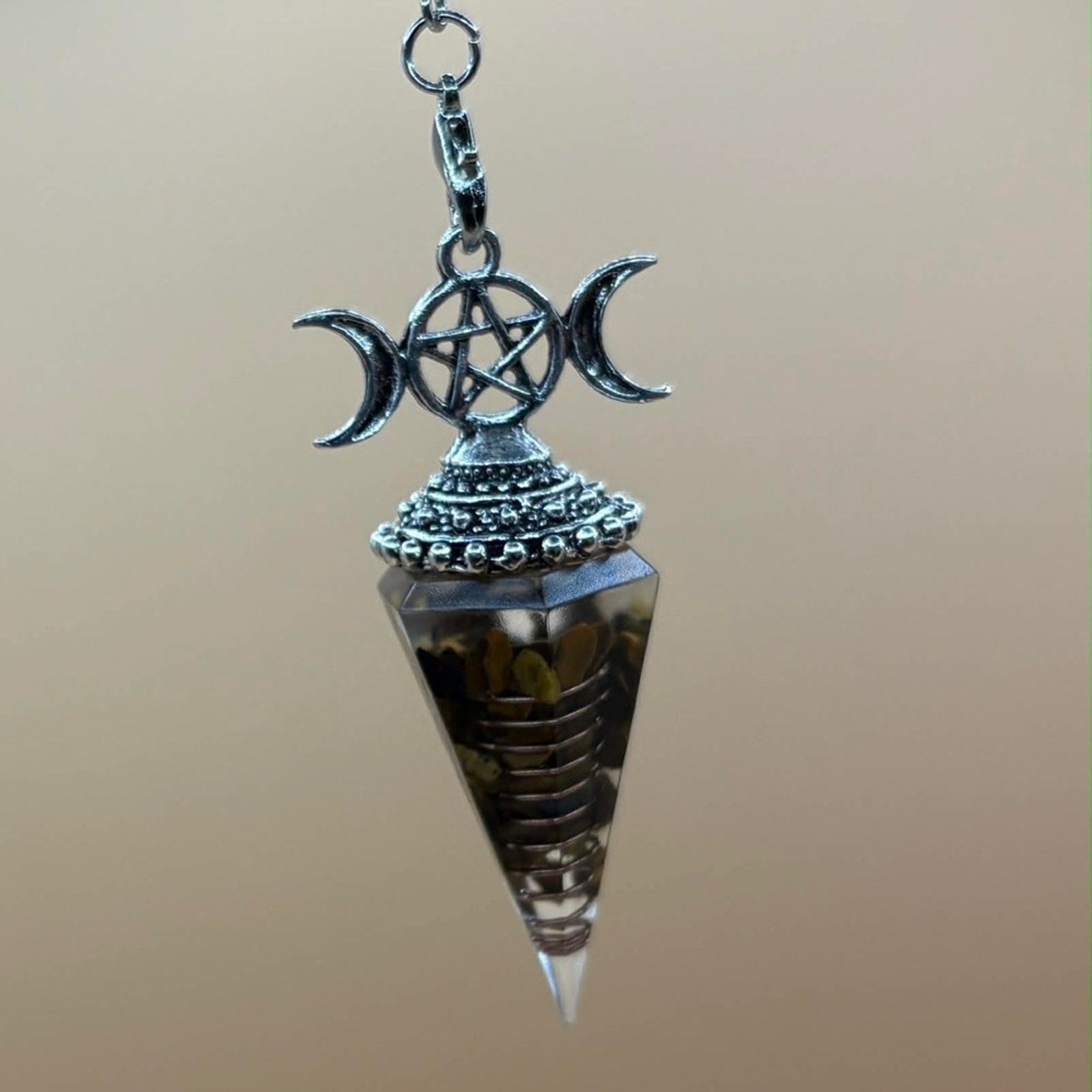 🌙 Triple Moon Pentacle Pendulum | Divination | Spiritual Tool 🌙