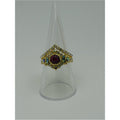 Gold Tone Rhinestone Statement Ring Pair