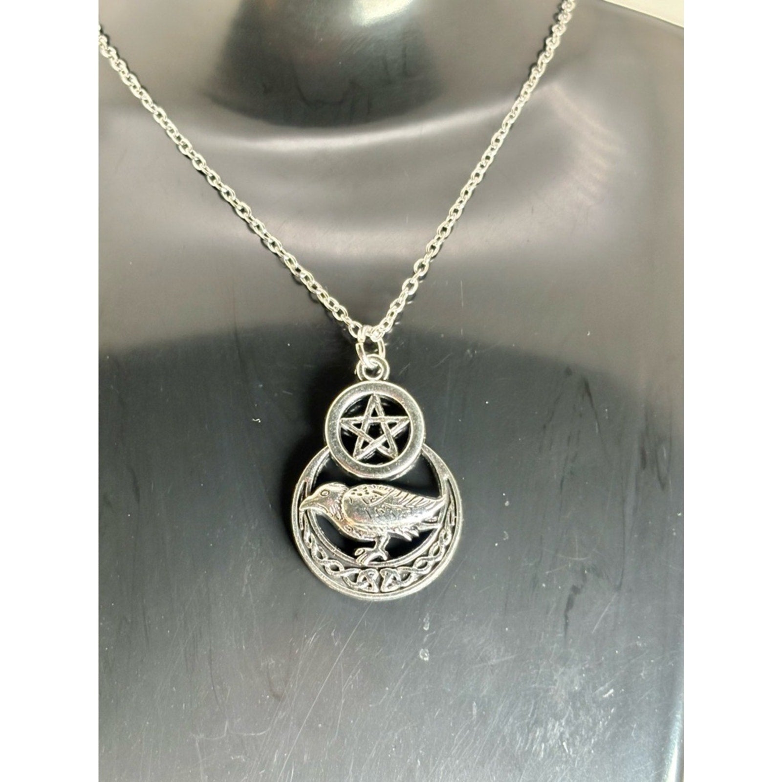 Raven Pentacle Necklace | Gothic Witchy Pendant |