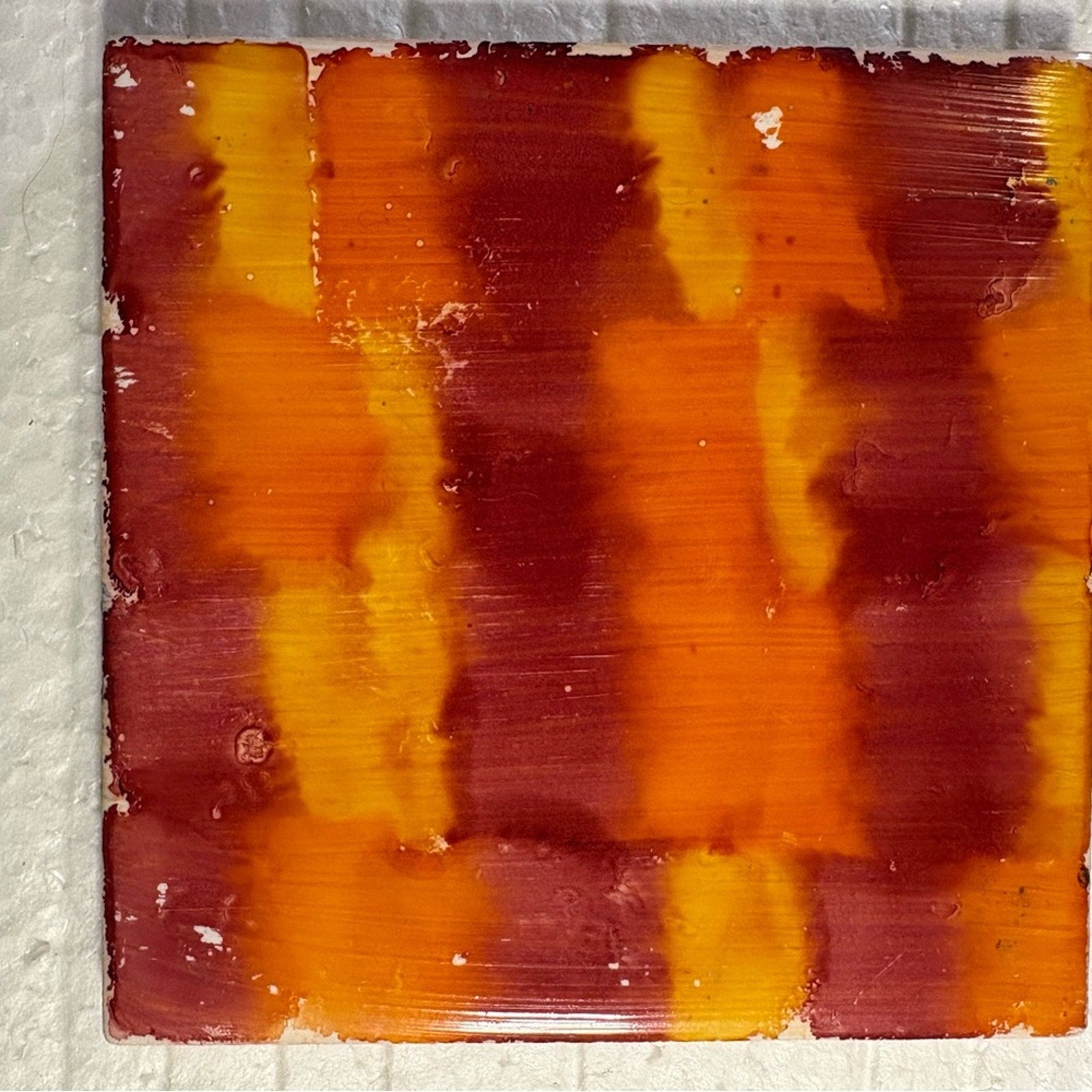 🔥 Handmade Alcohol Ink Coaster Set – Sunset Gradient Orange/Red – Set of 4 🔥