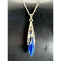Lapis Lazuli Point Necklace • Ornate Silver-Tone Setting