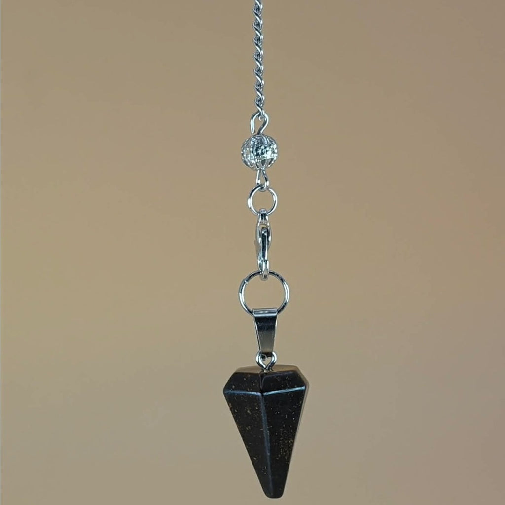 🔮 Brown Stone Pendulum with Silver-Tone Chain