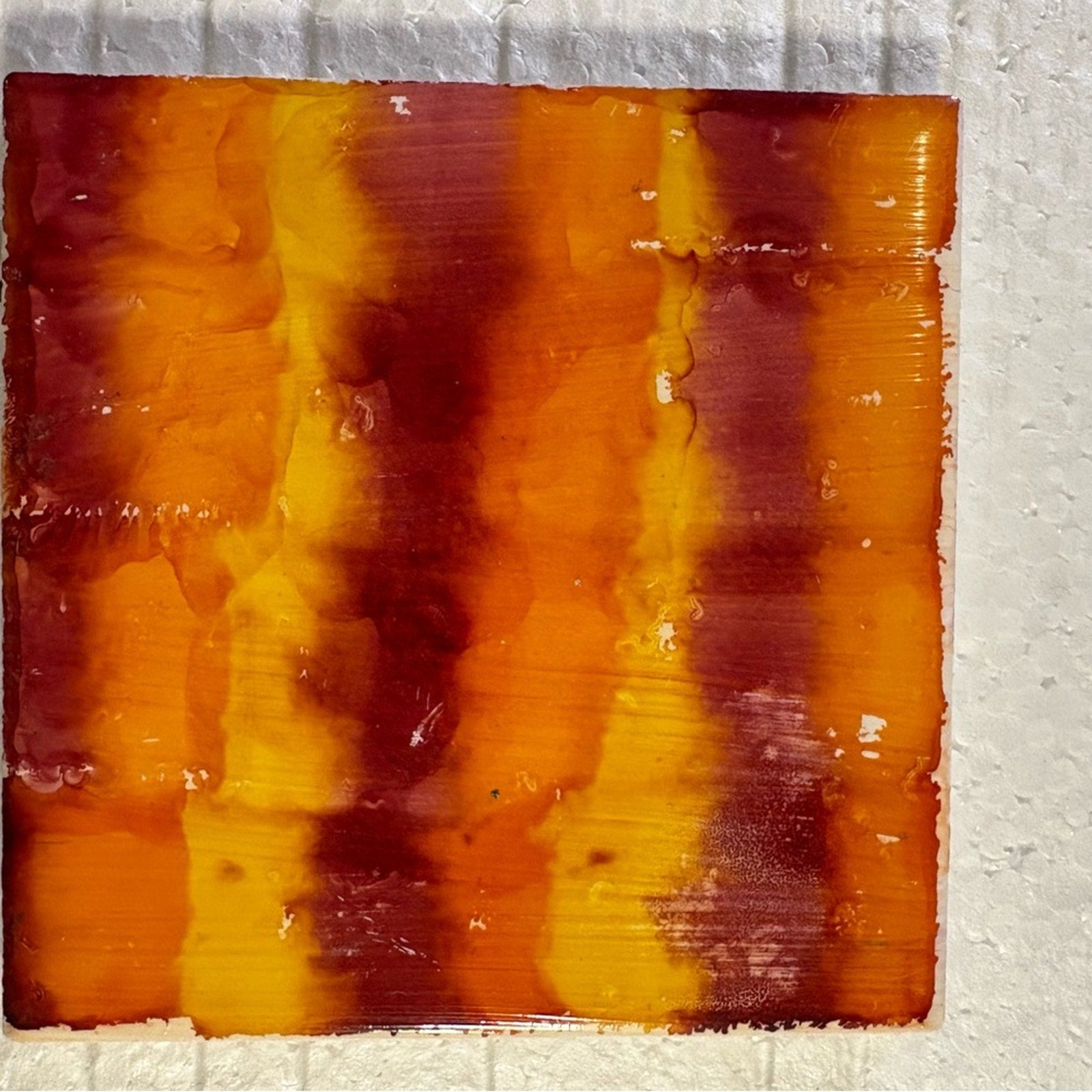 🔥 Handmade Alcohol Ink Coaster Set – Sunset Gradient Orange/Red – Set of 4 🔥