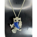 Lapis Lazuli Owl Necklace • Silver-Tone Owl Pendant
