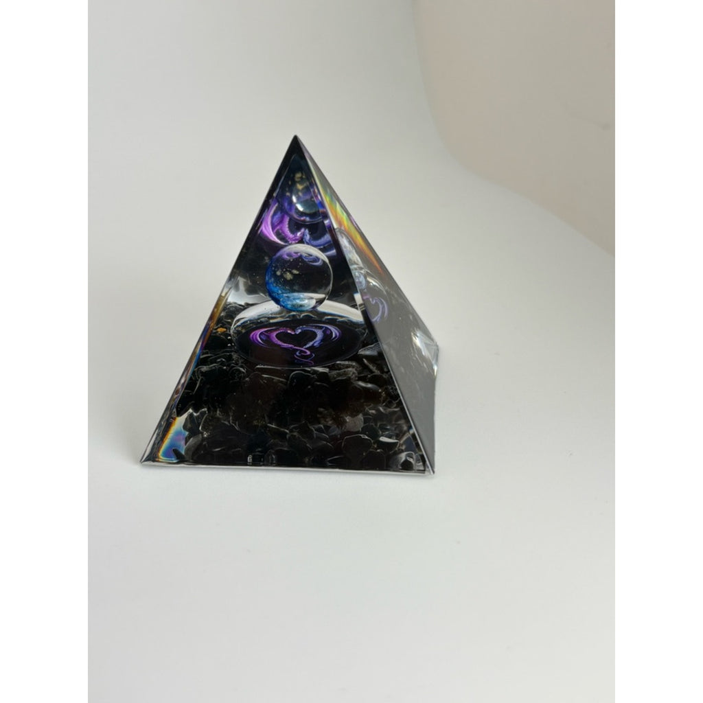 Dragon Orgone Pyramid w/ Sphere Center • Protection Energy