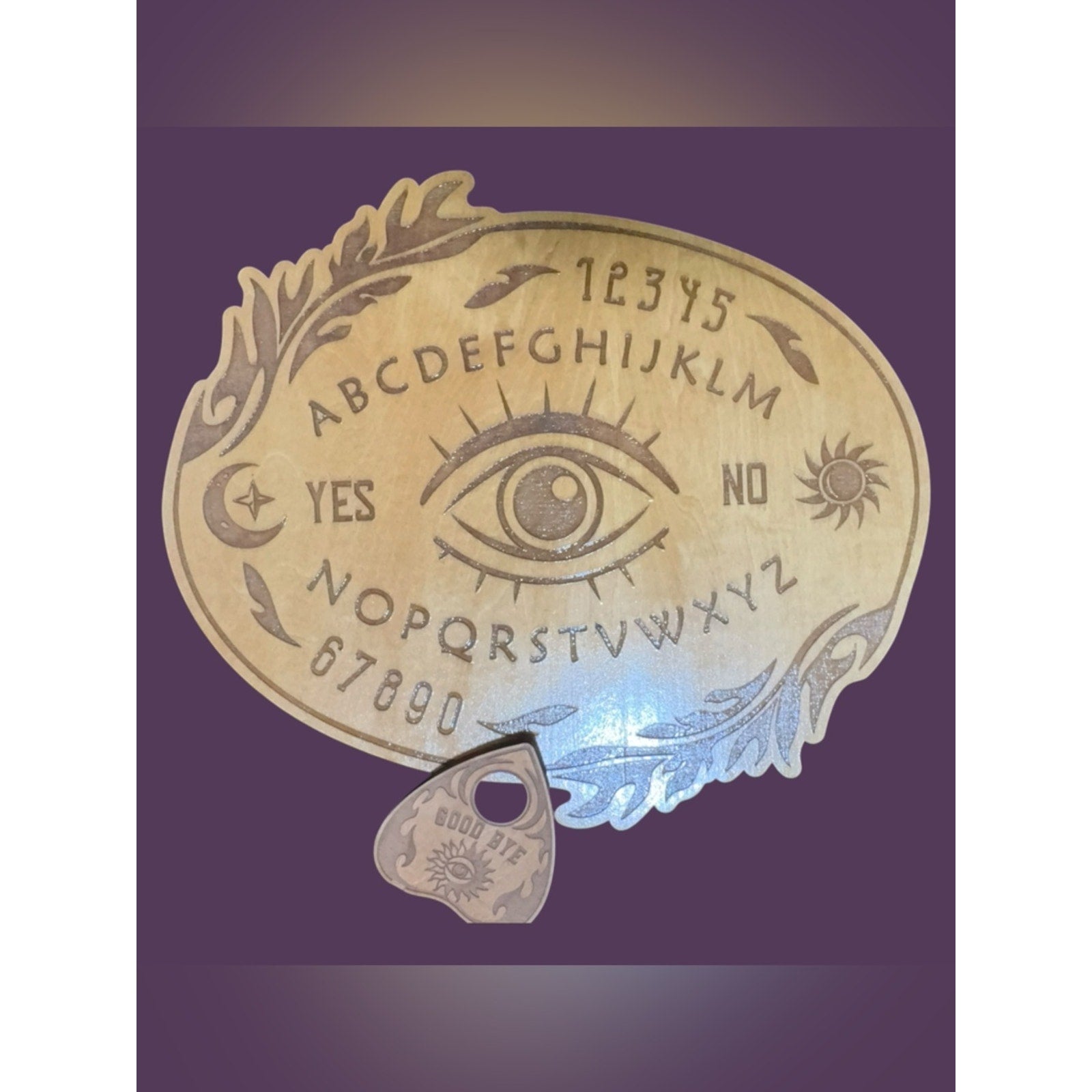 Handmade Laser Engraved Spirit Board | Mini Ouija Board with Planchette