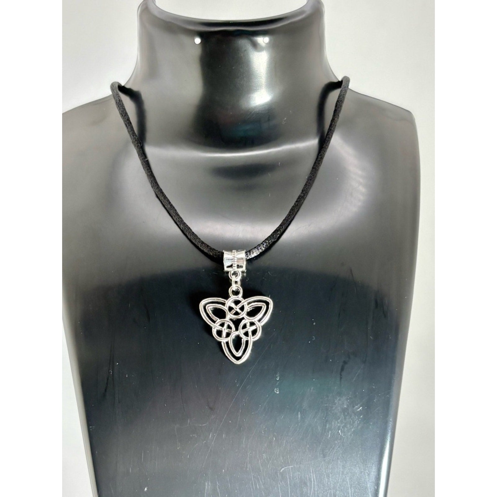 Celtic Knot Pendant Necklace | Silver Tone Charm Necklace