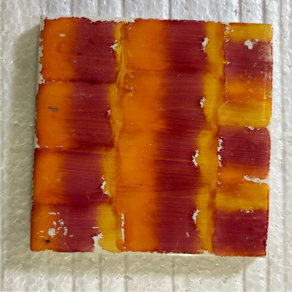 🔥 Handmade Alcohol Ink Coaster Set – Sunset Gradient Orange/Red – Set of 4 🔥