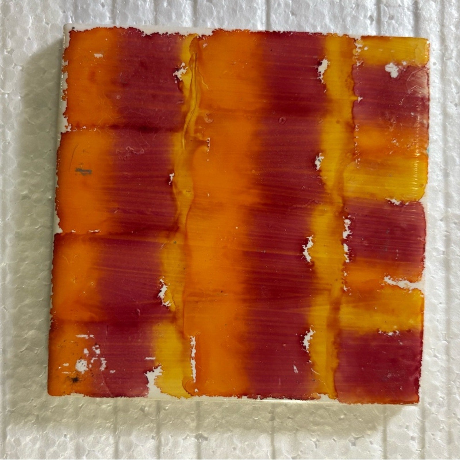 🔥 Handmade Alcohol Ink Coaster Set – Sunset Gradient Orange/Red – Set of 4 🔥