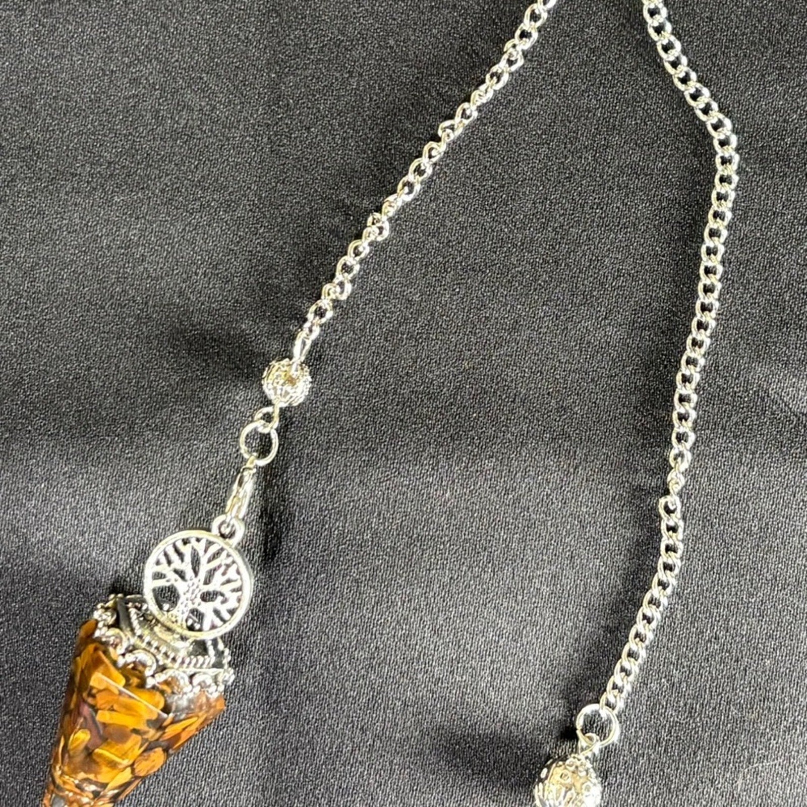 ✨ Tiger Eye Orgone Pendulum – Tree of Life Dowsing Pendulum ✨