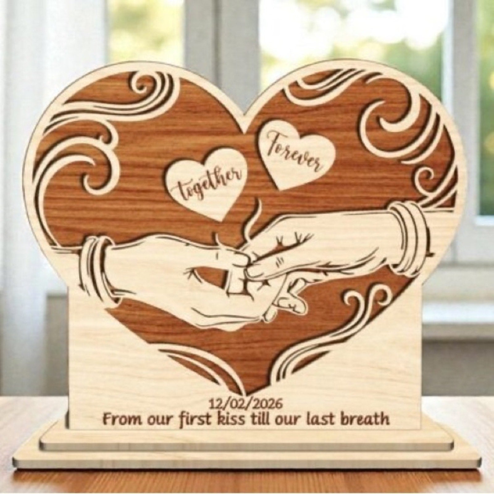 🤍 Laser Engraved Bass Wood Heart Keepsake – Made to Order ❤️