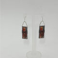 Red & Copper Tone Drop Earrings – Silver Tone Statement Earrings