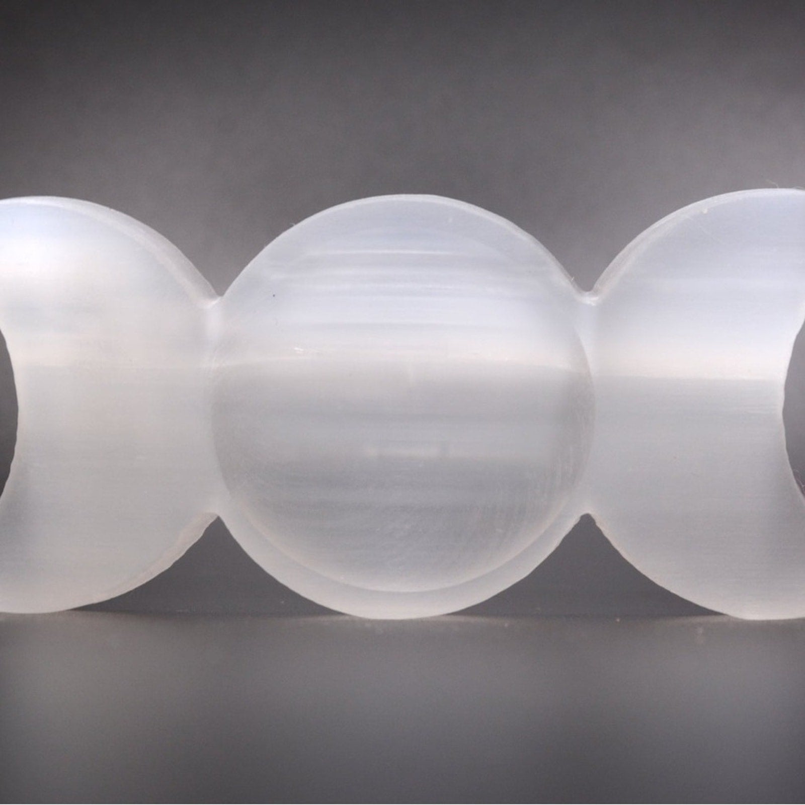 Selenite Triple Moon Goddess Carving – 4” Crystal Moon Phase Altar Decor