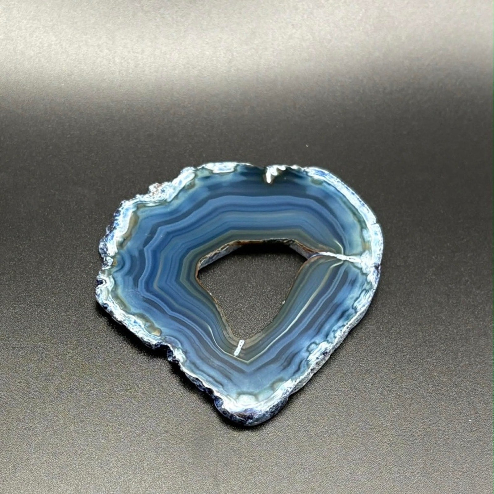 Blue Banded Agate Slice | Natural Crystal Décor | Approx. 3.5–4”