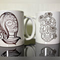 ☕️💀 Sugar Skull / Day of the Dead Mugs – Black Line Art – 11oz 💀☕️