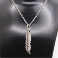 Silver Tone Feather Pendant Necklace