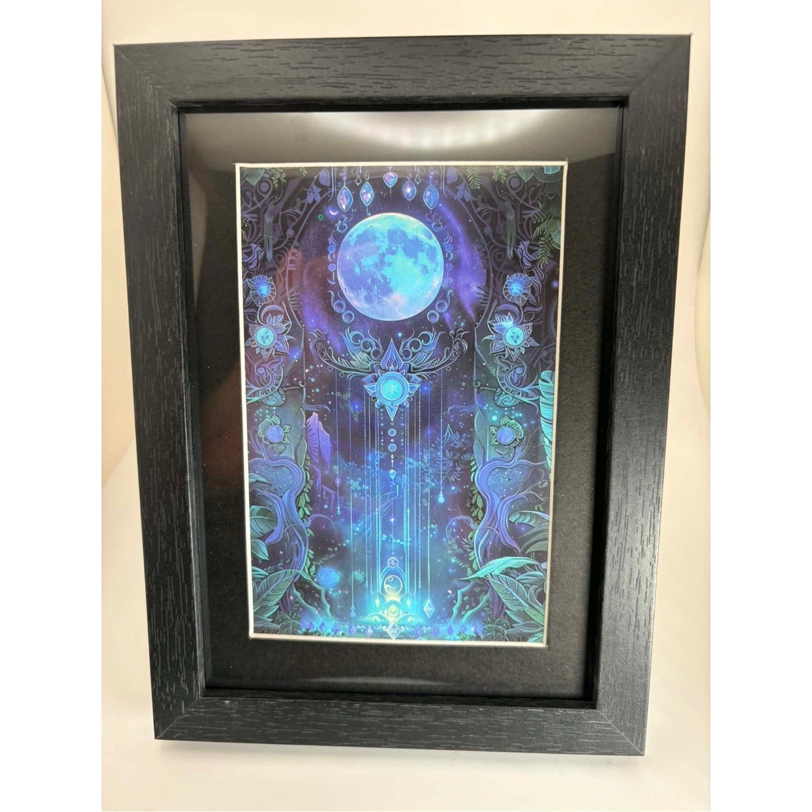 Framed Celestial Moon Art Print | 5x7 Mystical Wall Decor