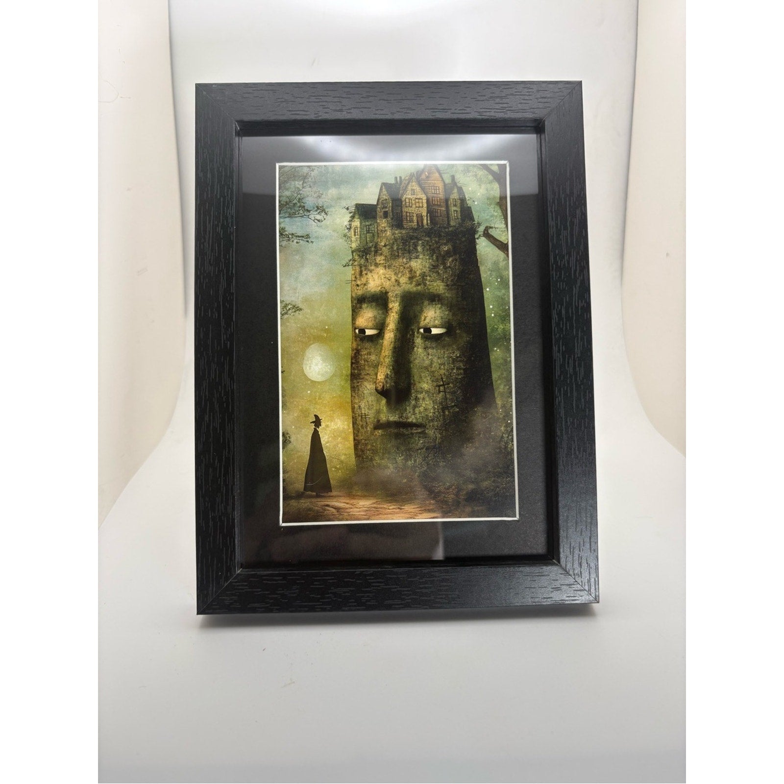 Surreal Haunted Tower Art Print – Framed 5x7 Gothic Fantasy Decor