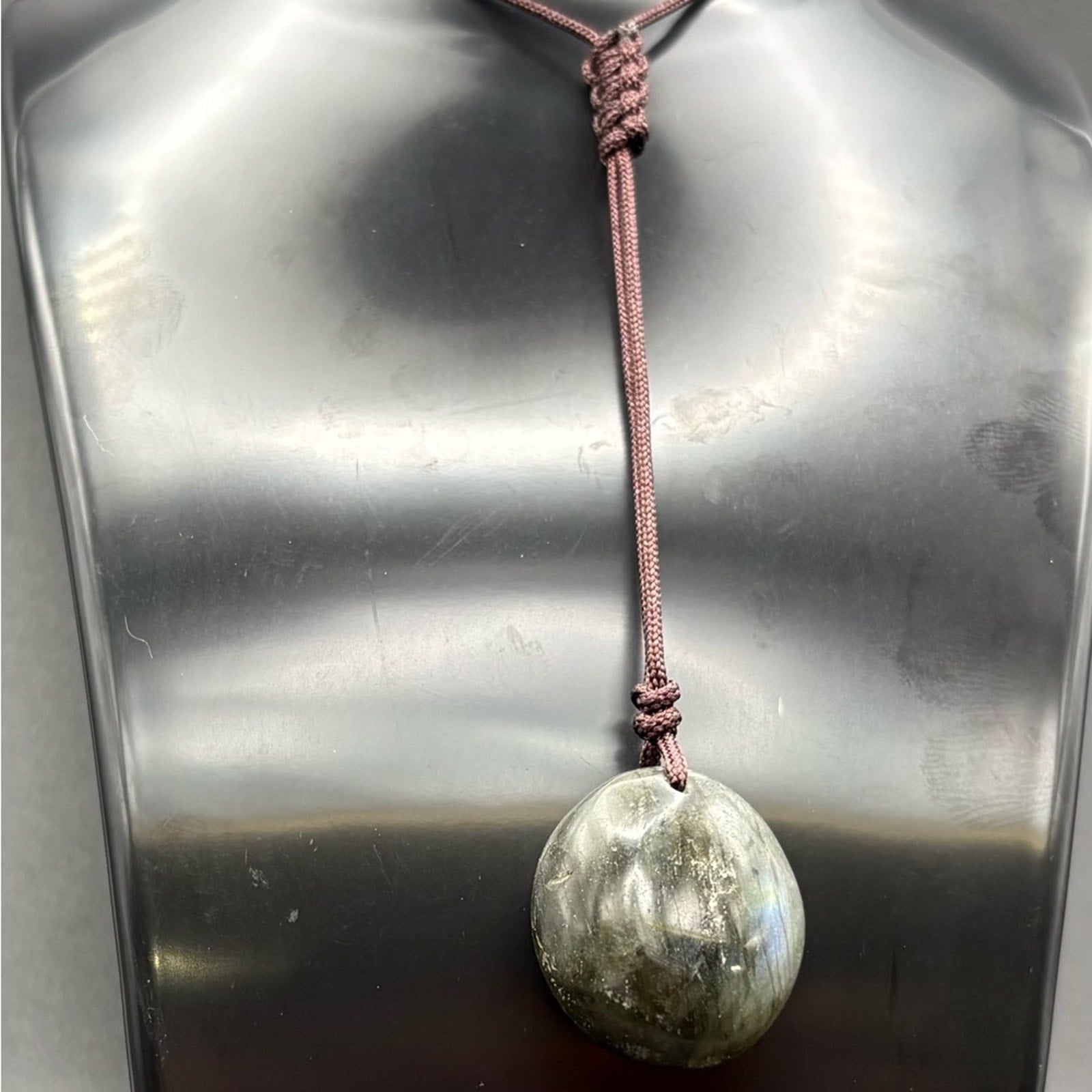 Labradorite Stone Pendant Necklace | Adjustable Cord