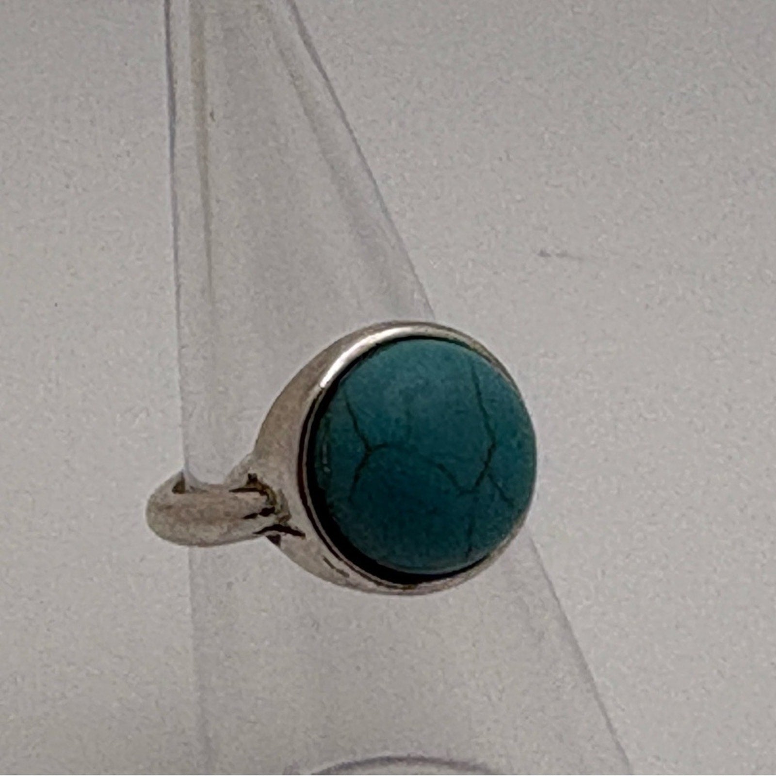 Turquoise Style Stone Silver Tone Ring – Minimalist Statement