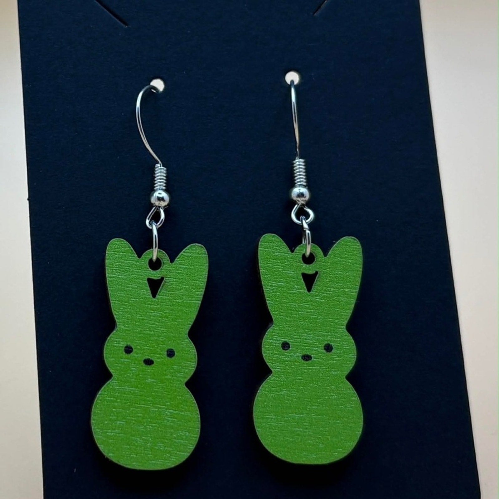 Green Bunny Dangle Earrings