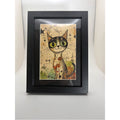Whimsical Black Cat Art Print – Framed 5x7 Witchy Cat Decor