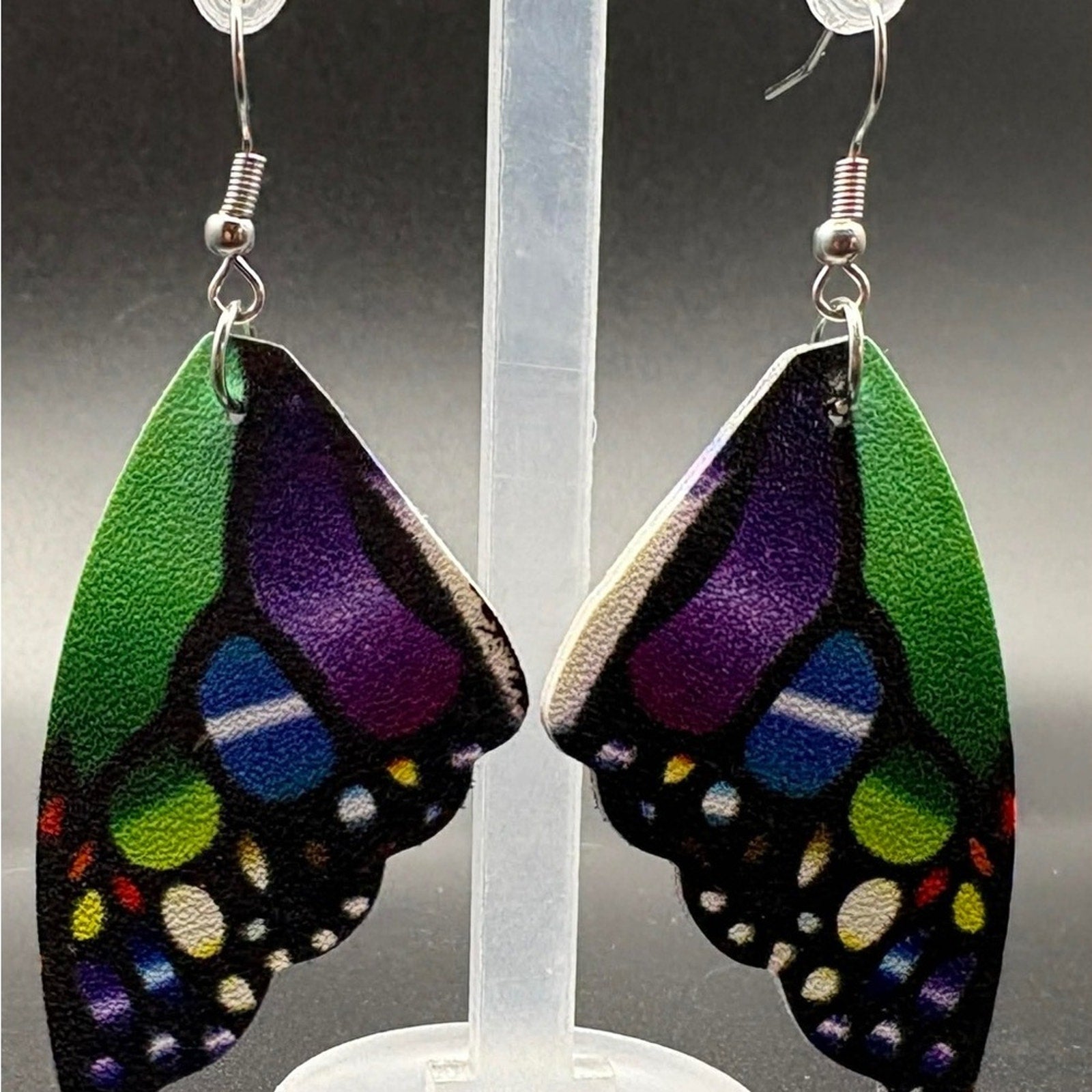 Colorful Abstract Faux Leather Dangle Earrings | Lightweight