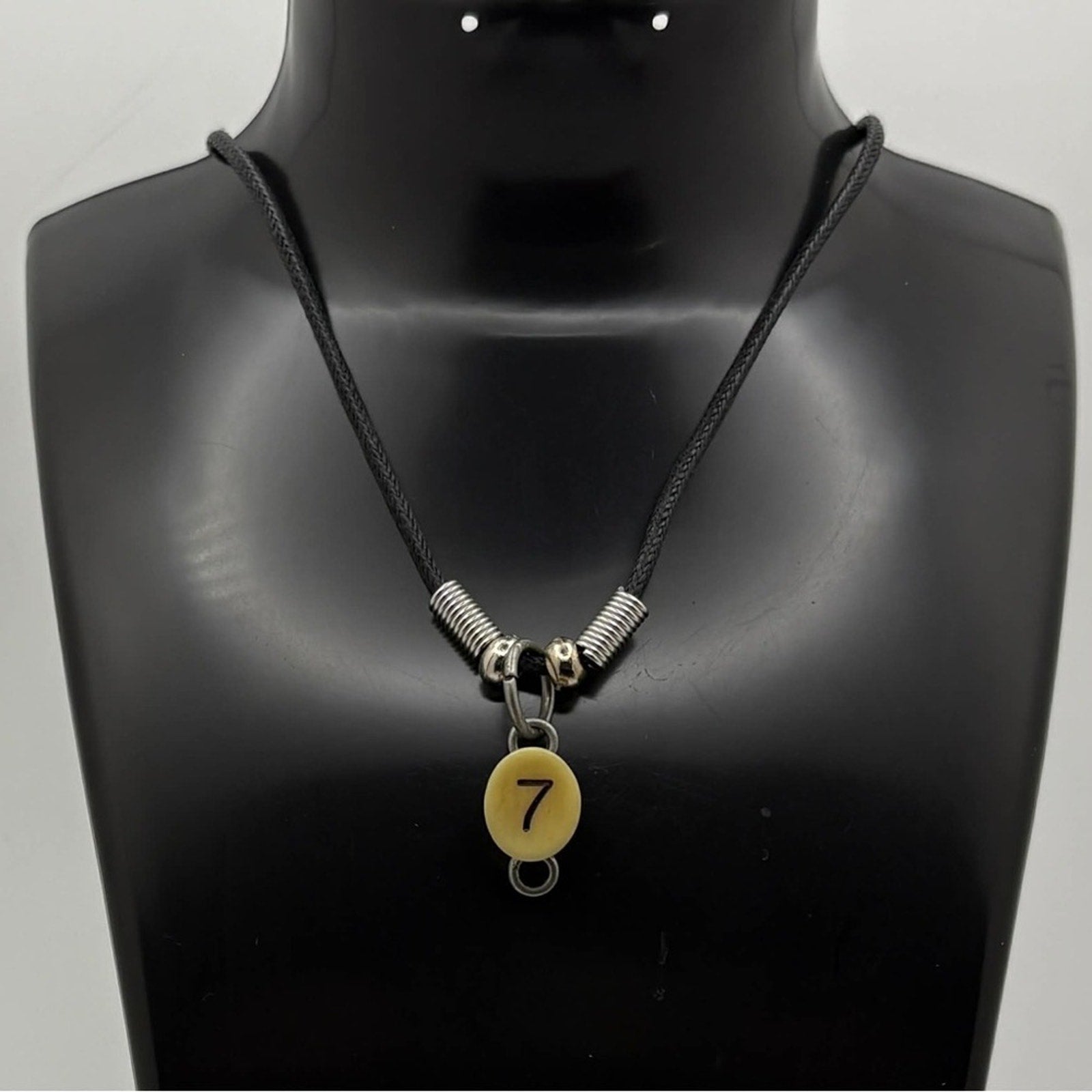 Cord Necklace with Number 7 Charm – Minimalist Symbol Necklace