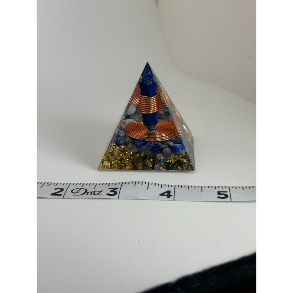 Lapis Lazuli Orgone Pyramid w/ Copper Coil • Energy Generator