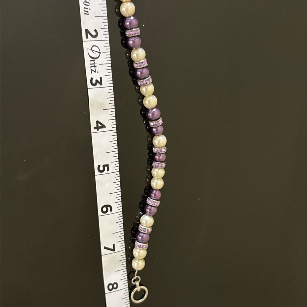 Handmade Purple & Pearl Beaded Bracelet — NEW WITHOUT TAGS 🏷️