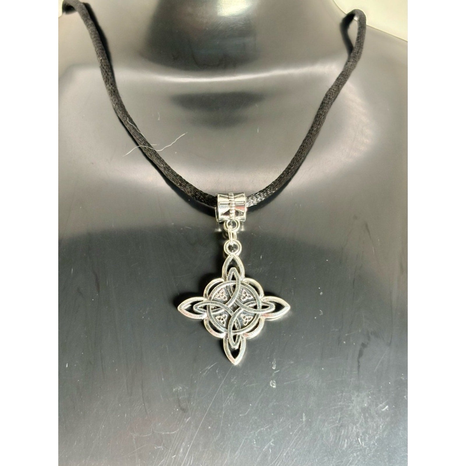 Celtic Knot Pendant Necklace | Silver Tone Charm Necklace