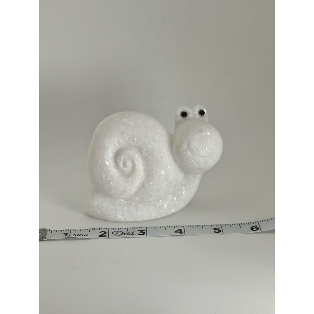 White Stone Snail Carving / Crystal Snail Figurine